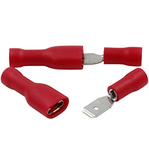 Heschen Mannelijk/Vrouwelijk Snel Verbreekt Vinyl Volledig Geïsoleerde 4,8 x 0,5 mm Kabelterminal voor 0,5-1,5 mm² (22-16 AWG) Rood 100Pack