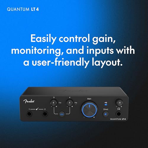 Image of Fender Quantum LT 4 | 4x2 USB-C Audio Interface for Music Production, Dual MAX-HD Mic Preamps, Dual Instrument Inputs, Low-Latency Drivers, Loopback, Balanced Outputs, Headphone Amp, Mac & PC | 4-In /2-Out USB-C, Dual Hi-Z Instrument Inputs, Balanced Trs Outs, Loopback, 24-Bit /192 Khz