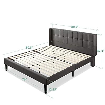 Buy Zinus Dori Upholstered Platform Bed Frame With Wingback Headboard Mattress Foundation Wood Slat Support No Box Spring Needed Easy Assembly King Online In Uk B075v9fvmx