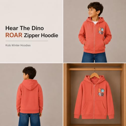 Image of The Mom Store Winter Jackets for Kids | Cute Sweatshirt and Cool Hoodies for Baby Boy and Baby Girls | with Zippers | Hoodie Cap