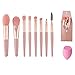 ALEDLE-LIFE Travel Portable Mini Makeup Brushes Set 8 Pcs Cosmetic Brushes Kit for Foundation, Blush, Eye shadow, Eyelash, Lip and Eye brow with Makeup egg and Storage Pocket Pink, one size