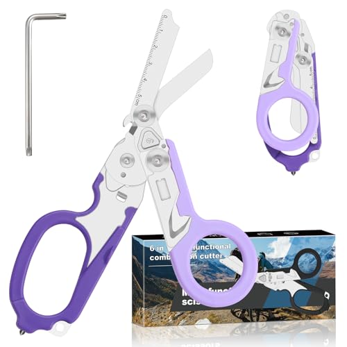 Image of 6-in-1 Heavy-Duty Emergency trauma shears|Folding Emergency Shears| | Multifunctional Life-Saving Tool|Suitable for Emergency Rescue|Outdoor Exploration|DIY Construction and Maintenance|