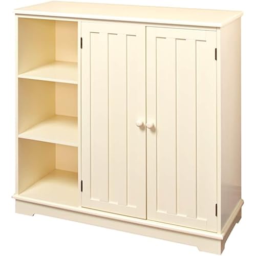 The Lakeside Collection Beadboard Wooden Storage Cabinet 30" H - Cream