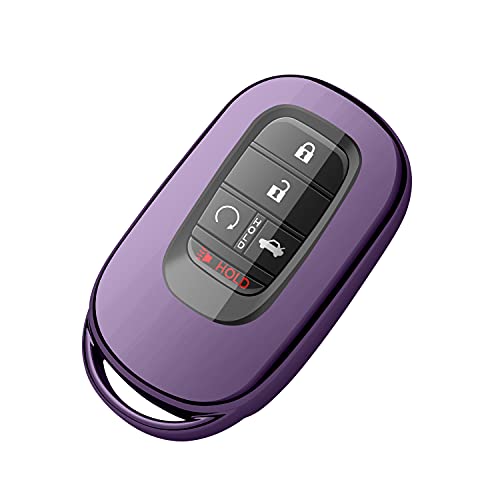 Tukellen for Honda Key Fob Cover,Premium Soft TPU Full Protection Key Shell,Key Case Compatible with Honda 2022 Civic Accord Smart Remote Key,for Honda Key Fob Accessories 2022-Purple Black