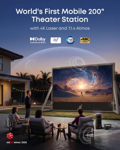 Image of soundcore Nebula X1 Pro Mobile Theater: 4K Triple Laser Projector with 200 inch Silent Inflatable Screen, 3500 ANSI Lumens, 7.1.4 Dolby Atmos, 56000:1 Contrast, Optical Zoom, Wireless
