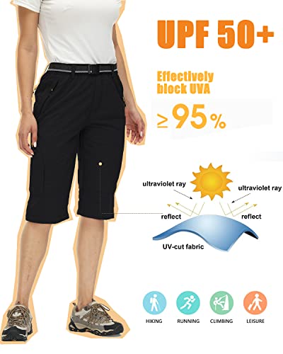 Dafensi Convertible Hiking Cargo Pants Women Quick Dry Lightweight Pants With Zip Off Legs Travel Camping Capri Pants Black Xxl #TOP3