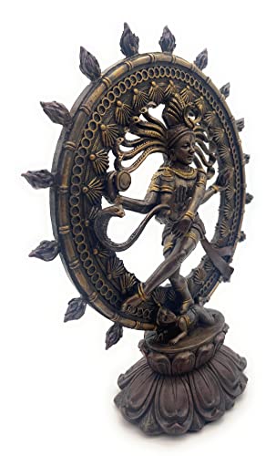 Estatua Shiva Nataraja de Resina con Acabado Bronce 7.75x9x3 in miniatura 5