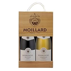 Moillard – Gift box Chardonnay and Pinot Noir, Burgundy red and white wines in wooden case (2 x 0.75L)