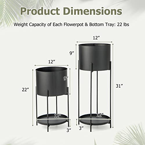 Plant Pots, Planters For Outdoor Plants, 2 Metal Planter Pot Stands With Drainage Holes #TOP2