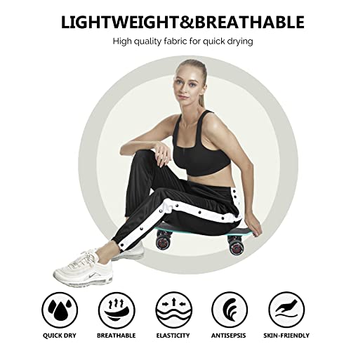Women's Tear Away Pants Side Split Snap Button Basketball Active Workout Joggers4