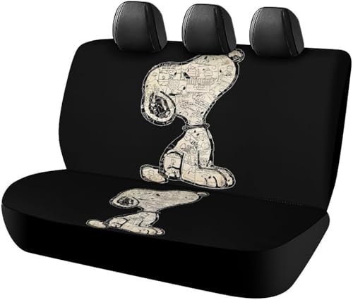 スヌーピー (8) カーシートカバー 車シートカバー 後部座席用 シート保護 おしゃれ カー用品 軽/普通車 汎用 後席クッションカバー 人気 四季通用