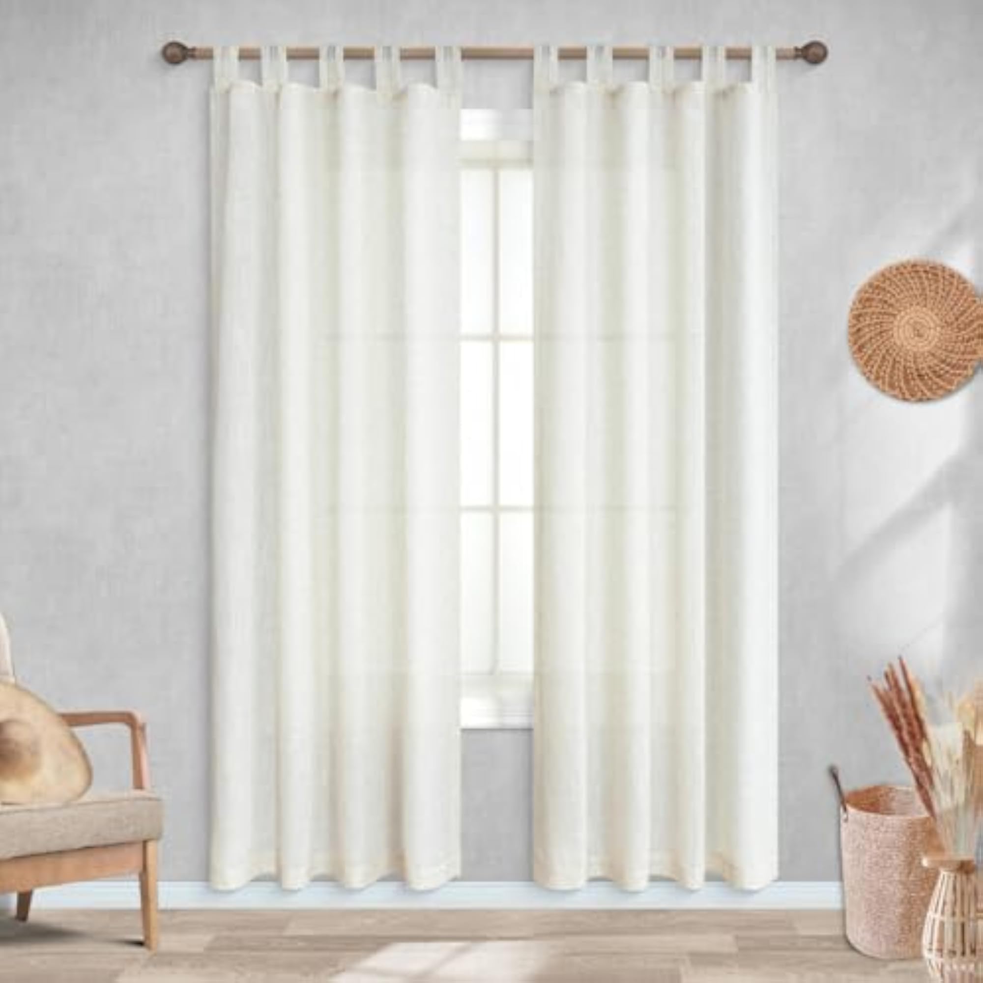 78 Inch Sheer Linen Curtains for Doorways, Boho Closet Drapes
