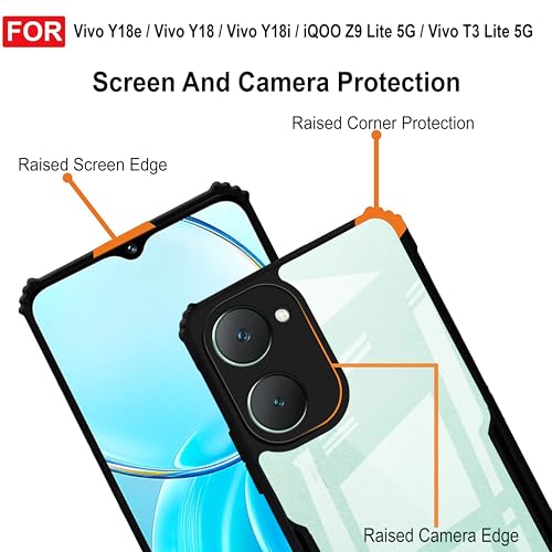 Image of Amazon Brand - Solimo Back Case Cover for Vivo Y18e | Compatible for Vivo Y18e Back Case Cover | Clear Case with Camera Protection | (TPU + PC | Matte Black)
