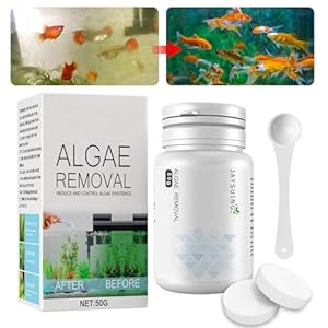 GROVL Algae Remover Aquarium Fish Tank Cleaner, Aquatic Algae Remover Tablet with Spoon,Quick Clear Moss Green Water and Algae, Crystal Clear Water Fish Tank Treatment, Friendly Healthy for Fish Plant