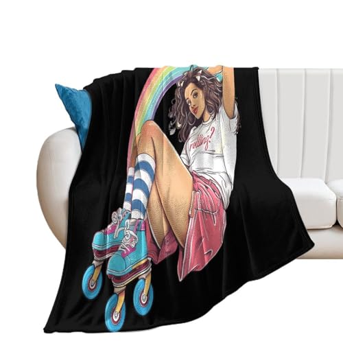 Already Rolling Roller Soft Flannel Blanket Throw Fashion Plush Blankets Lightweight Throws for Couch Bed 40