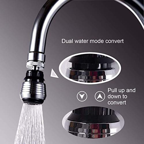 360-Degree Swivel Kitchen Sink faucet Aerator with 2 Function Swivel Sprayer for Kitchen, Bathroom Faucet (Chrome)