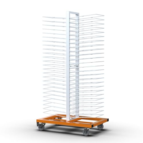 Garvin 50 Shelves Paint Drying Rack with 4 Locking Casters for Cabinet & Full-Size Doors, Art Studios – Space-Saving Vertical Design, 2.1" Shelf Spacing, 25lbs Capacity Per Level