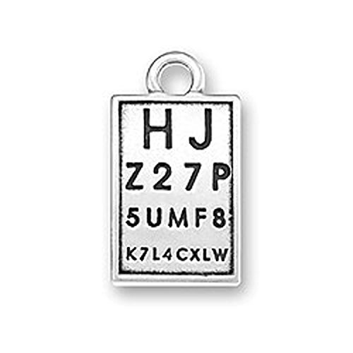 Sterling Silver Womens 20" 1mm Box Chain 3D Optometrist Eye Exam Chart Medical