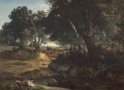 Tableau Forêt de Fontainebleau Corot habillage mur vide grande toile 60x90