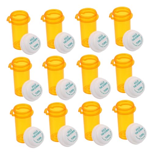 TOBBOMEY 12pcs Small Pill Bottle Travel Medication Case Visibility Portable Versatile Storage for Earrings Capsules Plastic Construction