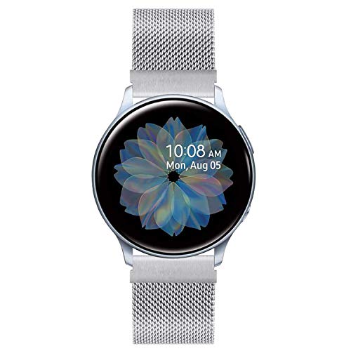 Solob 20mm Metal Band Compatible for Samsung Galaxy Watch 42mm Active 2 40mm 44mm Samsung Galaxy Watch 3 41mm Gear Sport Garmin Vivoactive 3 Stainless Steel Strap Quick Release Replacement Bands (Silver)