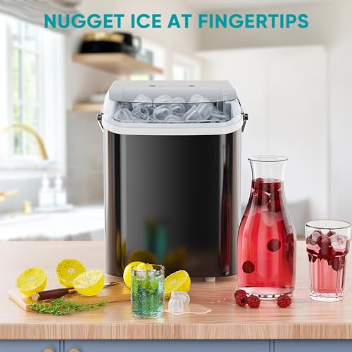 Image of NEWBULIG Ice Makers Countertop with Handle, Portable Ice Machine, 9 Bullet Ice Cubes in 6 Mins, 26lbs in 24Hrs, Auto-Cleaning, with Basket and Scoop, for Home, Kitchen, RV, Camping,Black