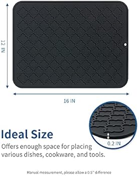 Tapis Silicone Anti-dérapant Pour évier - Incliné, Drainage Rapide, Facile à Nettoyer