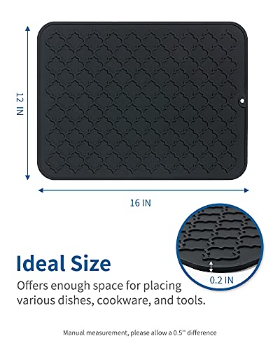 Amoami-Dish Drying Mats For Kitchen Counter Heat Resistant Mat Kitchen Gadgets Kitchen Accessories (12" X 16, Black) #TOP5