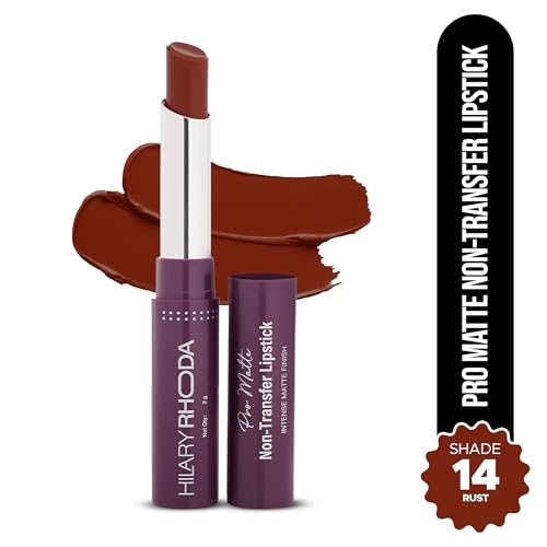 Image of Hilary Rhoda Pro Matte Non-Transfer Lipstick | Waterproof & Smudge-Proof | 12-Hour Long Stay | 24 Shades Available | Highly Pigmented Matte Finish Lipstick | 2g - (Rust | Shade 14)