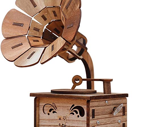 Boîte à Musique phonographe sculptée en Bois, Figurines, modèle de Lecteur de Musique, Accessoires de décoration pour la Maison, Ornement, Cadeaux de décoration de Mariage