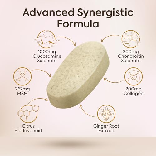 Advanced Glucosamine and Chondroitin High Strength Tablets with MSM | Made in The UK | Glucosamine Sulphate with Chondriotin, MSM Powder, Collagen, Citrus Bioflavonoid and Ginger Root | 60 Tablets - Image 2
