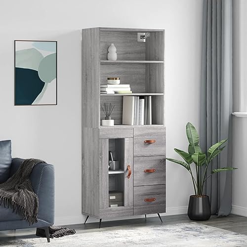 Highboard Gris Sonoma de 69,5x34x180 cm en madera de ingeniería 2