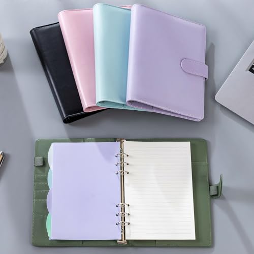 KIHONI Notizbuch A5 Ringbuch Nachfüllbar: 150 Blätter Nachfüllpapier, Binder a5 budget planner Mit Bindertaschen Trennblättern für Schulnotizen,Tagbuch, Skizze, Malerei & Reisetagebuch