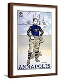 ART.COM Wall Art Print Portrait of a Us Naval Academy Player, Bristow Adams, Artist, 1902 on Brown Frame, 16" x 22"