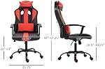 Vinsetto chaise de bureau High Back Racing Style Chaise de jeu réglable PU Siège de travail en cuir Swivel ordinateur avec support Lombar et oreiller rouge