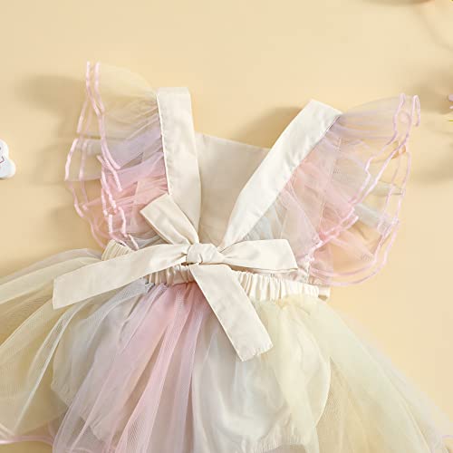 Infant Baby Girls Romper Tutu Skirt Square Neck Sleeveless Bowknot Princess Tulle Dress (Multi-Color, 12-18 Months) #TOP3