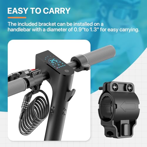 Câble antivol avec support pour scooter électrique et vélo à code réinitialisable 1m50