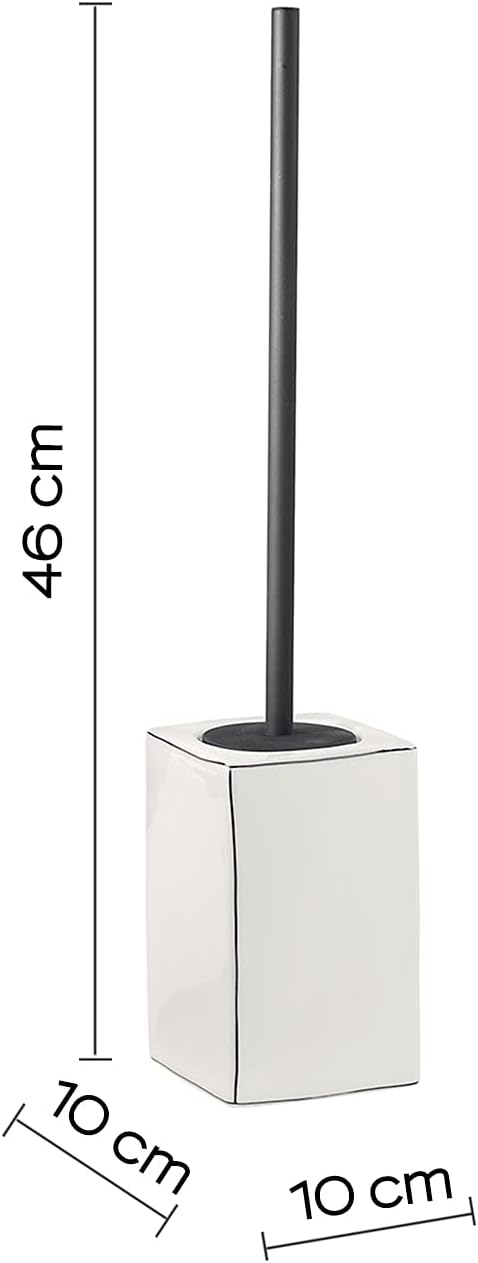 Gedy White, G-Lucrezia, Toilet Brush, Bathroom Brush Made of Ceramic, Dimensions 46 x 10 x 10 cm and Weight 0.7 kg, R&D Design, 2 Years Warranty, One Size