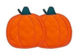 Pearhead Pumpkin Trivets Set of 2, Heat-Resistant Fabric Hot Pads with Hanging Loops, Autumn Table Protectors for Cooking, Baking, Serving, and Festive Fall Kitchen Décor Accessories