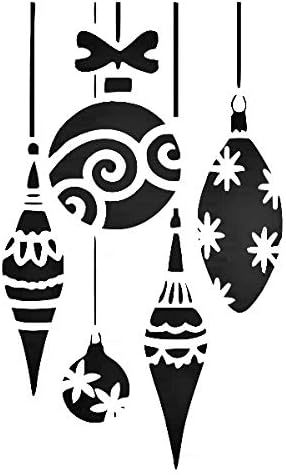 Christmas Ornaments Bulbs Reusable Sturdy Stencil Clear Custom Cut Plastic Sheet Template Cutout Sign DIY Supplies for Airbrush Painting Drawing 1-5x8 inch