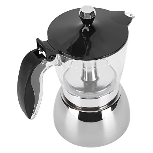 Luxurious Stainless Steel Moka Pot, Stovetop Espresso Maker For Flavored Strong Coffee, Italian Cafetera Suitable For All Types Of Hobs,Dishwasher Safe,6 Espresso Cup,300 Ml #TOP10