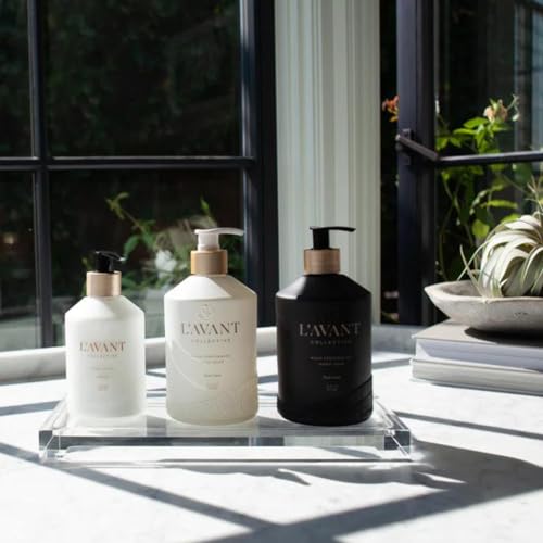 Image of L'AVANT Collective Luxury Home Essentials | High Performing Dish Soap, Hand Soap, Multipurpose Cleaner Spray, Scrub Brush, Lucite Tray | Luxurious Ingredients Reusable Bottles (Fresh Linen)