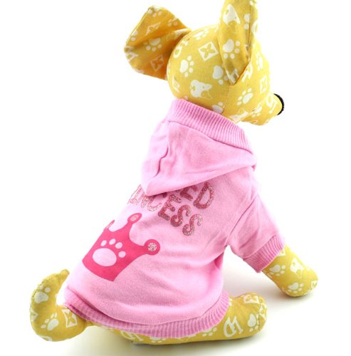 Smalllee_Lucky_Store Pink Hoodie Hooded Christmas T Tee Shirt Small Dog Christmas Clothes Costume - Spoiled Princess S #TOP3