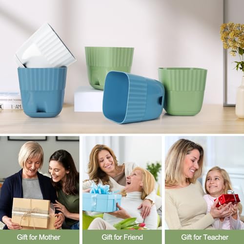 Sinolodo Vasos decorativos, conjunto de 3, verde, branco e azul (verde abacate, 12 cm (5 peças))