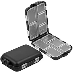 Aparejo De Dos Anzuelos Pinsheng 2 Piezas Caja de Almacenamiento para Pesca señuelos, 10 Compartimentos Caja de Aparejos de la Pesca de plástico, Impermeable Caja de Almacenamiento para Almacenar Accesorios de Pesca, Negro