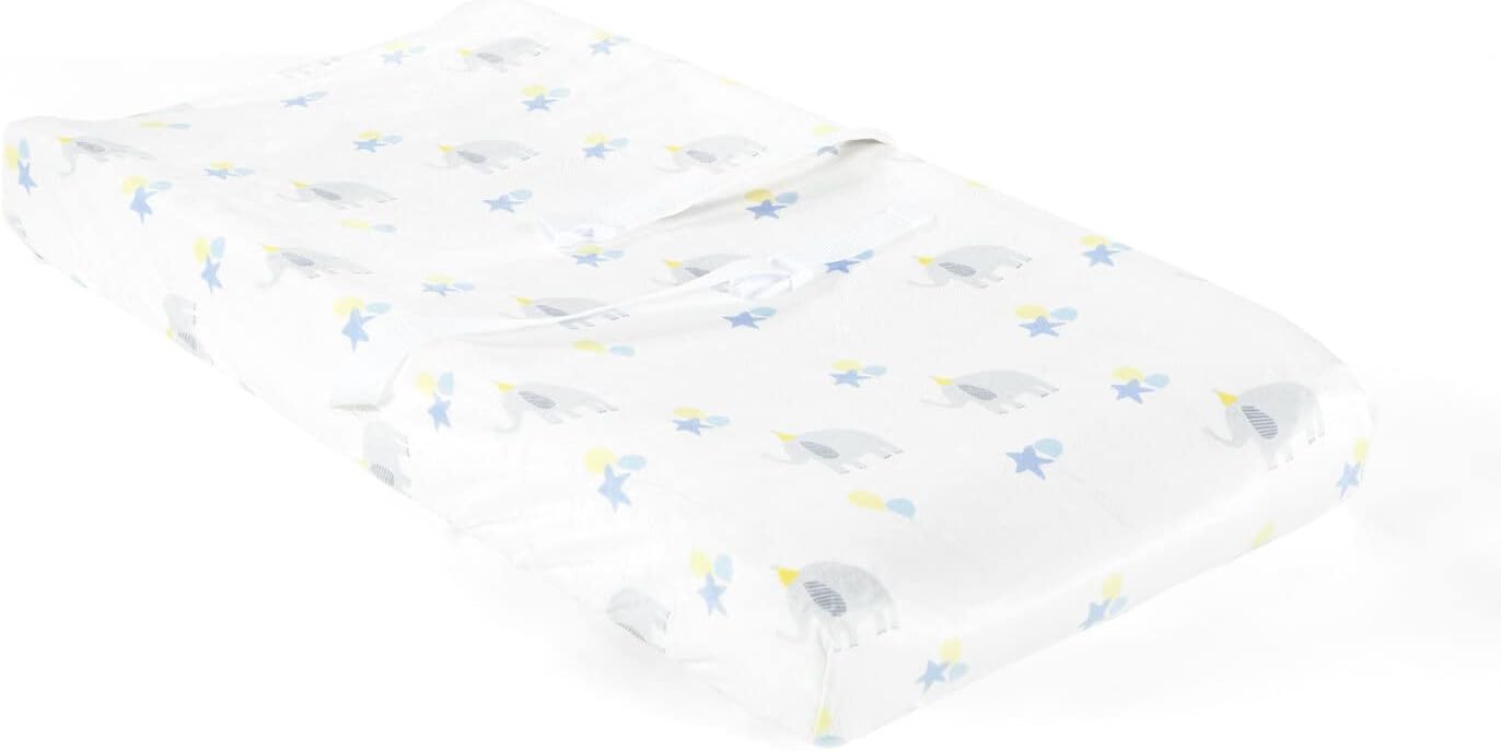 Lush Decor Elephant Balloon Soft & Plush Changing Pad Cover, 32" x 16", Gray & Blue