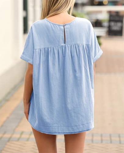 Image of Tankaneo Womens Summer Babydoll Tops Casual Loose Fit Peplum Oversized Tunic Shirts