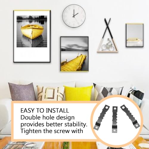 Ruidee 100 PCS Sawtooth Picture Frame Hangers Picture Frames Holder Hooks Double Hole with Screws Wall Hooks for Hanging Art Photo ,Painting ,Home Decoration(Black/JC) - Image 4