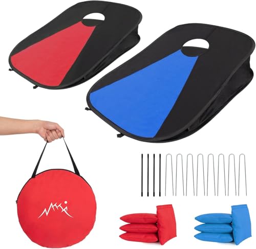 Portable PVC Framed Cornhole Game Set with 2 Collapsible Cornhole Boards, 8 Bean Bags and Carrying Case, Waterproof Mini Cornhole Set, Outdoor Indoor Yard Toss Games for Family (3 x 2-feet)