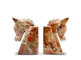 Stones N Crafts Set of 2 Marble Horse Bookends to Hold Books - Decorative Bookends for Shelves Non-S